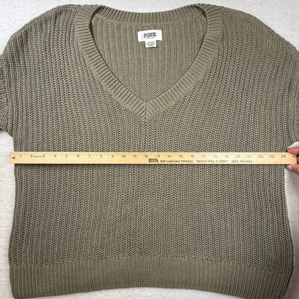 PINK Victoria's Secret Olive Green Chunky Pullover Sweater Large earthy cozy